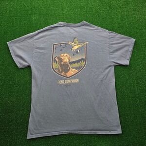 Gauge Tshirt Mens Large Blue Short Sleeve Field Companion Dog Duck Hunting Print